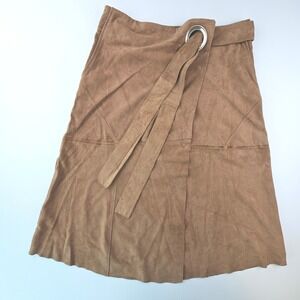 29 Porter Rd Womens Tan 100% Goat Leather Wrap Midi Skirt Boho Western XL